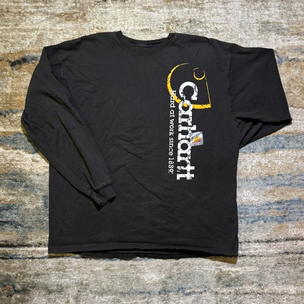 Vintage Carhartt Long Sleeve Shirt Black XL — Distressed Workwear Streetwear Y2K